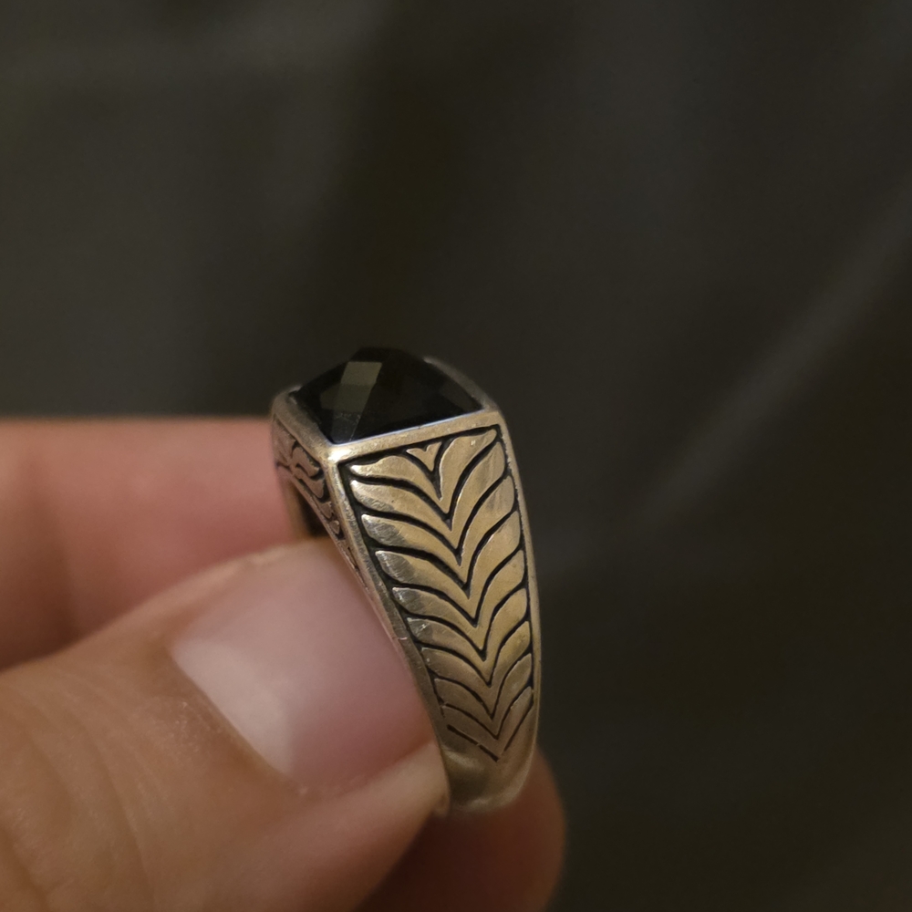 Sterling Silver Signet Ring with Blue Stone